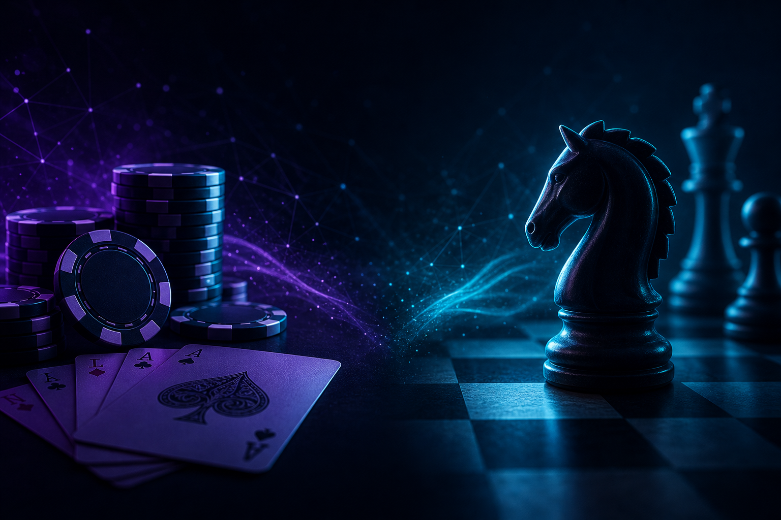Jetons de poker et échiquier stylisés : décision sous incertitude